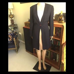 Vintage 90s Christian Dior Long Blue Blazer Sz 8